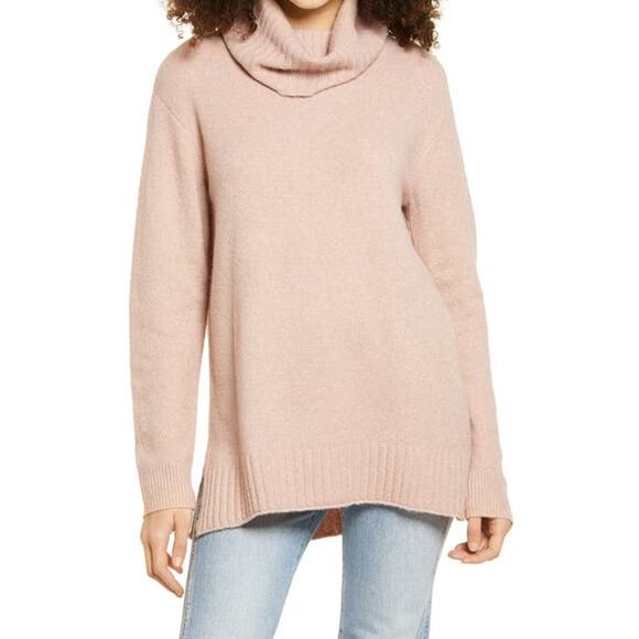 BP Sweater Womens XX Small Pink Adobe Longline Turtleneck Tunic Cozy Knit - Picture 1 of 9